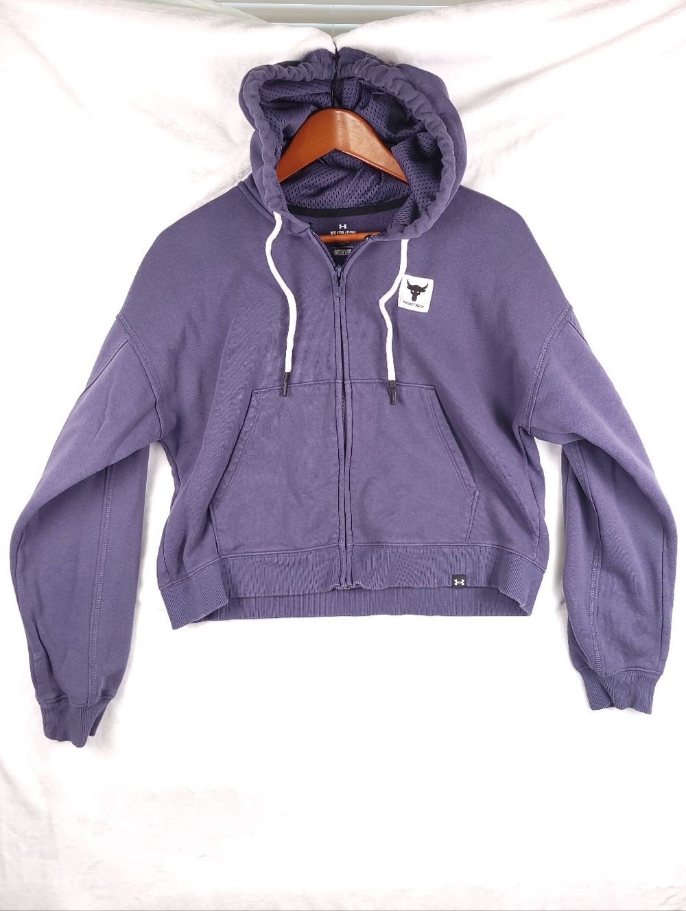 Project Rock Under Armour Loose Zip Up Hooded Sweatshirt XS Purple